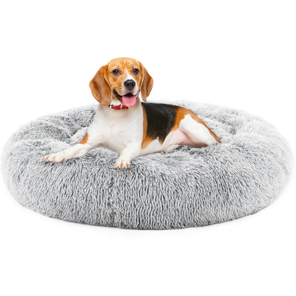 24-Inch Fluffy Plush Cat Bed – Anti-Slip Round Pet Bed for Cats & Small Dogs, Supports Up to 25 lbs