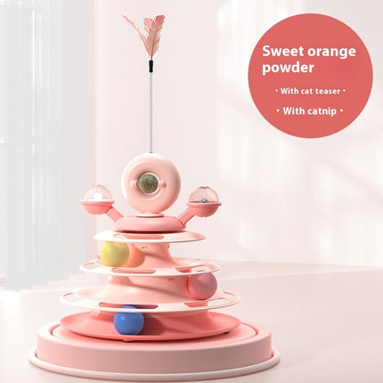 4-Level Cat Toy Tower – Interactive Roller Ball Track for Cats | Turntable Puzzle Toy for Fun & Intelligence Training