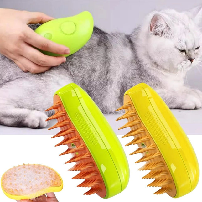 3-in-1 Pet Grooming Brush – Steam Cat & Dog Hair Remover, Electric Spray Hair Brush - Strenzia.com