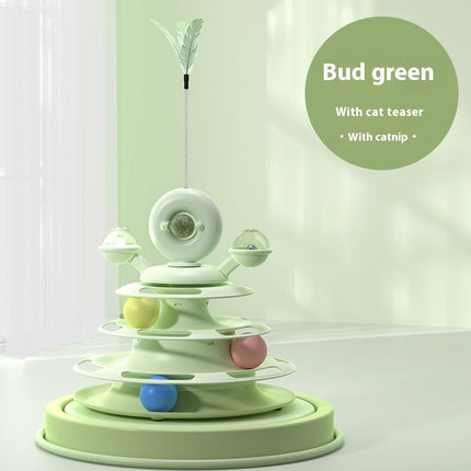 4-Level Cat Toy Tower – Interactive Roller Ball Track for Cats | Turntable Puzzle Toy for Fun & Intelligence Training