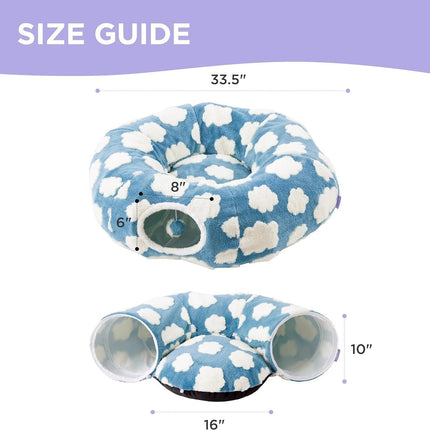 Premium Plush Cat Tunnel & Donut Bed | Foldable Light Cloud Cat Nest Toy