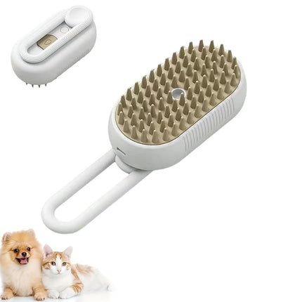 3-in-1 Cat Steam Brush – Foldable Handle Pet Grooming & Spa Brush, Hair Removal Comb for Cats & Dogs, Steam Cleanser for Shedding