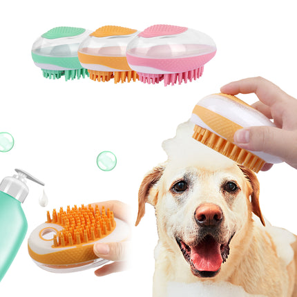 2-in-1 Pet Bath Brush – Soft Silicone Dog & Cat Grooming Comb | SPA Massage Shower Brush for Easy Pet Cleaning