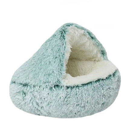 Luxurious Plush Round Cat Bed | Cozy Hooded Donut Dog & Cat Cave - Strenzia.com